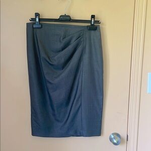 MaxMara Charcoal Draped Wool Silk Pencil Skirt